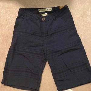 Navy blue shorts.
